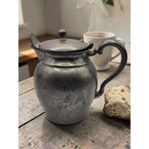Revere Pewter Benedict 480 Lidded Creamer Pitcher Vintage Hinged Lid